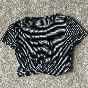 Target Gray and Black Crop Tie Front T-Shirt